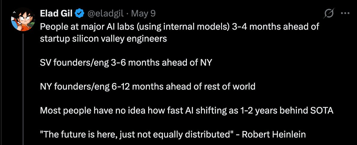 Elad Gil tweet on enterprise AI deployment